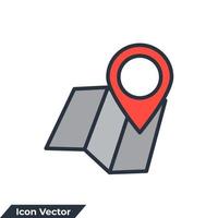 mapa localização ícone logotipo ilustração vetorial. modelo de símbolo de pino de navegador para coleção de design gráfico e web vetor