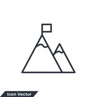 ilustração em vetor logotipo de ícone de montanha. montanha com um modelo de símbolo de bandeira para coleção de design gráfico e web