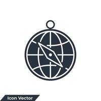 ilustração em vetor logotipo ícone bússola. modelo de símbolo de bússola globo para coleção de design gráfico e web