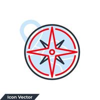 ilustração em vetor logotipo ícone rosa dos ventos. modelo de símbolo de bússola para coleção de design gráfico e web