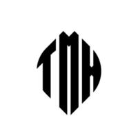 design de logotipo de letra de círculo tmx com forma de círculo e elipse. letras de elipse tmx com estilo tipográfico. as três iniciais formam um logotipo circular. tmx círculo emblema abstrato monograma carta marca vetor. vetor