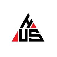 design de logotipo de letra de triângulo hus com forma de triângulo. monograma de design de logotipo de triângulo hus. modelo de logotipo de vetor de triângulo hus com cor vermelha. hus logotipo triangular simples, elegante e luxuoso.