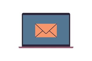 e-mail e caixa de entrada de e-mail mensagem de correio ilustração vetorial plana de comunicação empresarial. vetor
