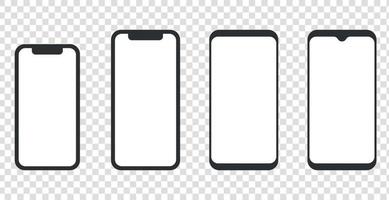 conceito de maquete de smartphone e dispositivos diferentes modelos de vista frontal ilustração vetorial plana. vetor