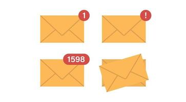 envelope de estilo amarelo e ilustração em vetor plana de notificação de correio.