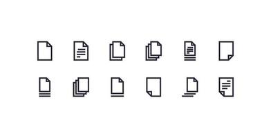 documento e papel variedade ícones de aplicativo simples ilustração em vetor plana.