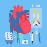 conceito de cardiomiopatia dilatada com diagnóstico de equipe vetor