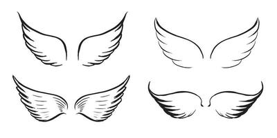 ilustração vetorial desenhada de mão de asas de anjo vetor