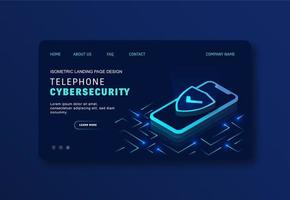 site azul brilhante de segurança cibernética móvel vetor