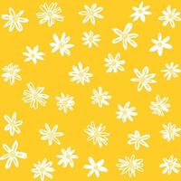 padrão floral de camomila em pequenas flores brancas. fundo sem costura floral de margarida para estampas de moda. textura de vetor sem costura. buquê de primavera em estilo de desenho em amarelo