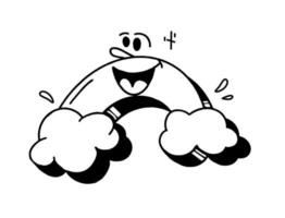 cloud é um personagem de desenho animado retrô dos anos 30. ilustração vetorial de sorriso em quadrinhos vintage vetor