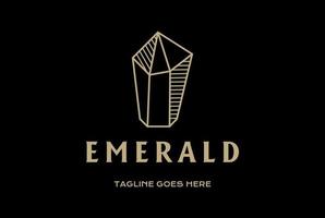 vetor de design de logotipo de pedra preciosa de cristal de ouro esmeralda geométrica de luxo