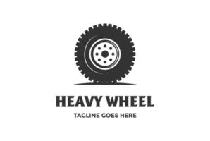 vetor de design de logotipo de pneu de roda de caminhão pesado vintage retrô