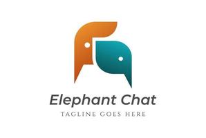 vetor de design de logotipo de bate-papo de elefante minimalista simples moderno