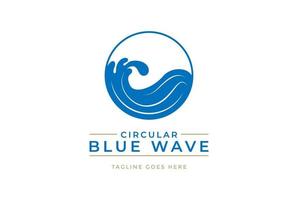 vetor de design de logotipo de onda azul do oceano circular simples