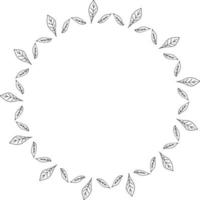 moldura redonda com folhas em fundo branco. imagem vetorial. vetor