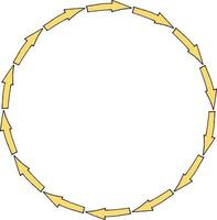 moldura redonda com setas amarelas sobre fundo branco. imagem vetorial. vetor