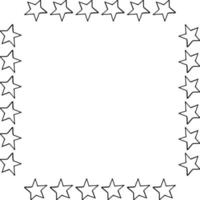 moldura quadrada com estrelas de doodle em preto e branco sobre fundo branco. imagem vetorial. vetor