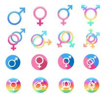 conjunto de símbolos de gênero colorido