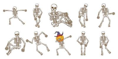 conjunto de esqueleto dançando vetor