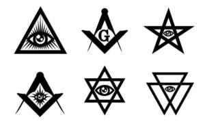definir símbolo maçônico. ícones lisos pretos de vetor.