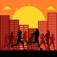 silhuetas de pessoas correndo a maratona da cidade