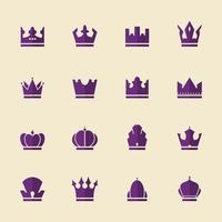 conjunto de ícone de coroa vetor