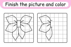 complete o arco da imagem. copie a imagem e a cor. terminar a imagem. livro de colorir. jogo de exercício de desenho educacional para crianças vetor