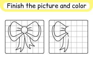 complete o arco da imagem. copie a imagem e a cor. terminar a imagem. livro de colorir. jogo de exercício de desenho educacional para crianças vetor