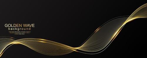 design de ondas douradas de luxo em fundo preto vetor