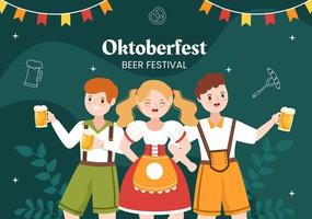 modelo de plano de fundo do festival de cerveja oktoberfest ilustração em vetor dos desenhos animados