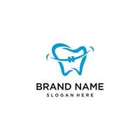 ilustração em vetor logotipo sorriso dente dental fundo isolado