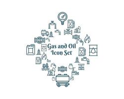 ícone de gás e óleo definido no vetor premium de fundo branco