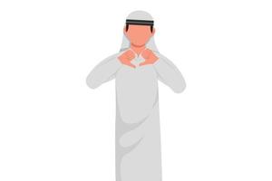 negócio plano desenho empresário árabe infeliz mostrando os polegares para baixo sinal de gesto. não gostar, discordar, desapontar, desaprovar, sem acordo. emoção, linguagem corporal. ilustração vetorial de desenho animado vetor