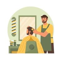 cabeleireiro na barbearia vetor