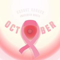 símbolo do mês de conscientização do câncer de mama na fita october.pink no peito. design de conceito para modelo de pôster. ilustração. bandeira. anúncio offline online. folheto. vetor