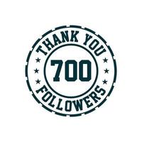 obrigado celebração de 700 seguidores, cartão de felicitações para seguidores de mídia social. vetor