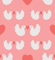 conceito de padrão de casamento com pombas e corações. imagem isolada no fundo rosa. fundo colorido. ilustração vetorial. objetos duplicados vetor