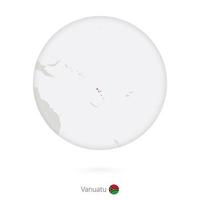 mapa de vanuatu e bandeira nacional em um círculo. vetor