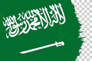 grunge abstrato horizontal escovado bandeira da Arábia Saudita na grade transparente. vetor