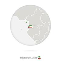 mapa da Guiné Equatorial e bandeira nacional em um círculo. vetor