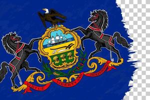 horizontal grunge abstrato escovado bandeira da Pensilvânia na grade transparente. vetor