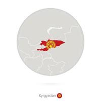 mapa do Quirguistão e bandeira nacional em um círculo. vetor