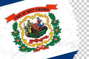 grunge abstrato horizontal escovado bandeira da Virgínia Ocidental na grade transparente. vetor