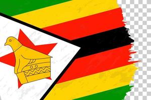 horizontal grunge abstrato escovado bandeira do Zimbábue na grade transparente. vetor