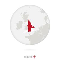 mapa da Inglaterra e bandeira nacional em um círculo. vetor