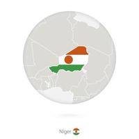 mapa do niger e bandeira nacional em um círculo. vetor