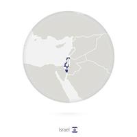 mapa de israel e bandeira nacional em um círculo. vetor