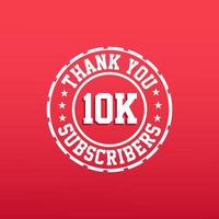 obrigado celebração de 10.000 assinantes, cartão de felicitações para 10.000 assinantes sociais. vetor