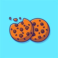 ilustração de ícone de vetor dos desenhos animados de biscoitos de chocolate. comida lanche ícone conceito isolado vetor premium. estilo de desenho animado plano